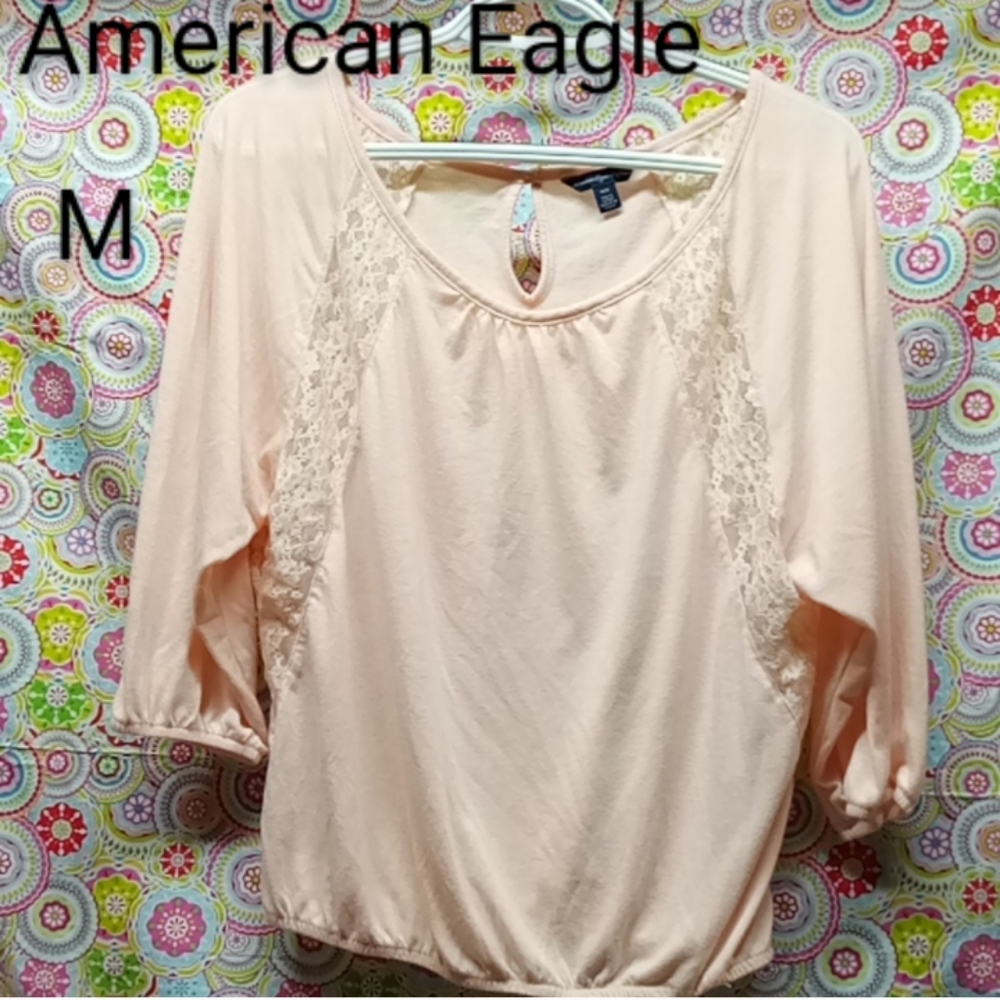 AE American Eagle Outfitters 3/4 length sleeve top shirt blouse, medium